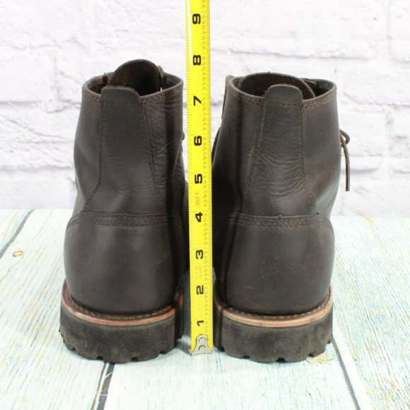 LL Bean Brown Leather Cap Toe Vibram Sole Casual Ankle Boots Size 11.5 Wide - Picture 6 of 9